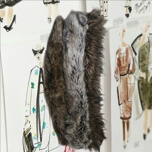 Faux Fur Brown and Gray Neck Remnants/sewing